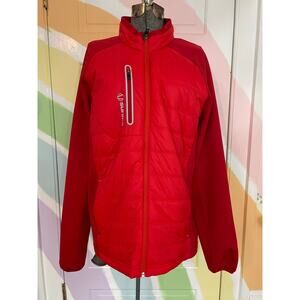 Sunice Red Hybrid Jacket Mens L Quilted Golf Lightweight Full Zip